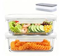ZhouZGlass 2 Pack 680ml Glass Food Storage Containers with Lids, Reusable Meal Prep Containers, Glass Lunch Box with Snap Airtight Lid for Baking, Microwave, Oven, Freezer, Dishwasher