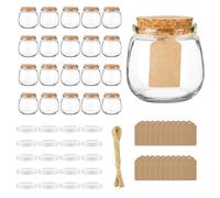 ZhouZGlass 20 Pack Empty Candle Jars, 7 oz Mini Yogurt Jar with Cork Lids