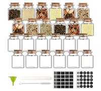 ZhouZGlass 24 PCS Glass Favor Jars with Cork Lids, 1.75 OZ Mini Square Vials Bottles for Herb Storage, Small Spice Containers for Tea, Jelly, Candy, Potions, Wedding & Party Favors, DIY Crafts