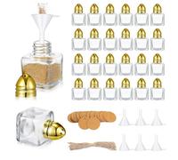 ZhouZGlass 24 Pcs Mini Salt and Pepper Shakers with Tone Tops, Clear Mini Glass Seasoning Jars, Spice Salt Shakers with Funnel for Wedding Party Home Restaurant Kitchen (Gold)