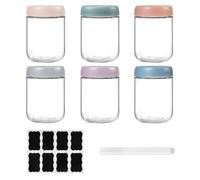 ZhouZGlass 6 pack 16oz Overnight Oats Containers with Lids, Glass Jars with Airtight Lids, Wide Mouth Mason Salad Jars, Glass Food Storage Containers for Snacks Yogurt Spice Sugar