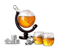 ZhouZGlass 850ML Whiskey Decanter Set, Whiskey Globe Decanter with 2 Glasses, 4 Whiskey Stones, Accessories for Whiskey, Bourbon, Vodka, Tequila, Ideal Gifts for Men
