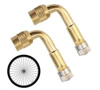 Zhowyeemeng 2 Pcs Tire Valve Extension Adapter 90 Degree Tyre Valve Adapter Brass Air Tire Stem Extension Compatible with Cars, Motorcycles, Bicycles, Trailers, RV, Trucks (Golden)