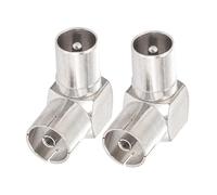 Zhowyeemeng 2 Pcs TV Aerial Coaxial Adaptor, Right Angle RF Coax Connector, Male-to-Female RF Coax Adapter for TV Antenna Cable, Satellite Coaxial Cables, Receivers and Radios (Silver)