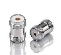 Zhowyeemeng 2 Pcs UHF PL-259 Female to UHF PL-259 Female Coaxial Adaptor, Connector Coupler Joiner, Coaxial Cable Double Socket Connectors for CB Ham Radio Antenna (Silver)