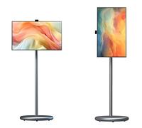 ZHPPED 27-Inch Portable Smart TV on Wheels, 6GB+128GB 4K Touch Screen with 7800mAh Built-in Battery, Full Swivel Rotation, Rolling Design for Easy Mobility, for Home and Office Grey