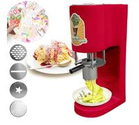ZHPPED Commercial Spaghetti Ice Cream Press Machine, 7.4-7.9 Gal/Hr Output, Soft Serve & Gelato Maker with 4 Shape Molds, Professional Ice Cream Noodle Extruder, Ice Cream Noodle Maker Red