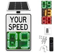 ZHPPED Solar Powered Led Speed Limit Signs, 20"x27"/24"x35" Rust Proof Aluminum Radar Speed Detector 2 Digital Speed Detector for Streets & Neighborhoods, Waterproof White-24''X35''