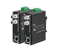 Zhpuostd Industrial DIN-Rail Ethernet Over Coaxial Converter - 10/100Mbps PoE+ Support, 300m Transmission, Plug & Play for CCTV/IP Cameras