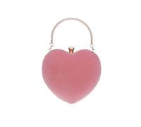 ZHQFLC Women Heart Shape Evening Bag Mini Handbag with Detachable Strap for Wedding, Prom, Party (Light Pink)