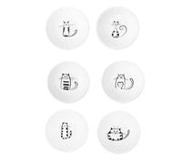 ZHQZZPH Ceramic Cat Dish Set - 6 Pieces Adorable ceramic small dishes perfect as cat bowls, dipping bowls for sauces, cat plates, and snack servers. Versatile for pet feeding and home use.