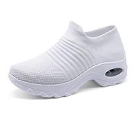 ZHR Womens Slip on Trainers Casual Walking Shoes Mesh Breathable Tennis Shoes Gym Sports Running Sneakers White 3UK/35EU