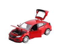 ZHRDWE Diecast Car 1:24 For HONDA CIVIC TYPE R Alloy Sports Toy Vehicle Racing Model Sound And Light Analog Game Collection Gift Miniature Car(Red)