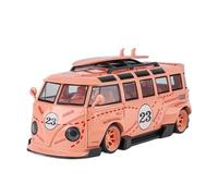 ZHRDWE Diecast Car 1:24 For Volkswagen T1 Bus Gulf Oil Martini Modified Alloy Metal Diecast Model Car Sound And Light Toy Vehicles Gifts(Pink)