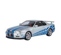 ZHRDWE Diecast Car Large Size 1:18 For Skyline Ares GTR GT-R R34 Alloy Sports CarDiecast Toy Cars Racing Vehicle(Gray)