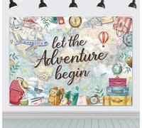ZhrGoflli Adventure Awaits Backdrop 7x5ft Let The Adventure Begin World Map Photoshoot Background Birthday Bridal Shower Party Banner Supplies