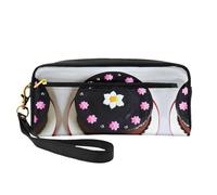 ZhRiYan Black Chocolate Cake Print Leather Small Makeup Bag â€“ Travel Toiletry Bag for Women, Reusable Cosmetic Pouch with Zipper, Black, One Size, Black, One Size