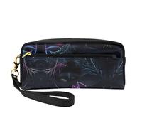 ZhRiYan Black mystery Print Leather Small Makeup Bag â€“ Travel Toiletry Bag for Women, Reusable Cosmetic Pouch with Zipper, Black, One Size, Black, One Size
