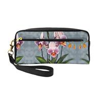 ZhRiYan Blooming Orchids Print Leather Small Makeup Bag – Travel Toiletry Bag for Women, Reusable Cosmetic Pouch with Zipper, Black, One Size, Black, One Size
