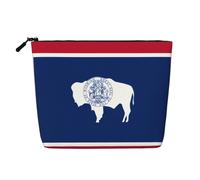 ZhRiYan Brazilian flag Print Fake Hemp Makeup Bag - Reusable Cosmetic Organizer, Daily Storage, Business Trip Essential, Wyoming State Flag, One Size