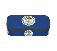 ZhRiYan Canadian flag Print Pencil Case – Stationery Pouch Bag for Office, and Travel – Spacious Compartments, Zipper Closure, Belize Flag, One Size, Print