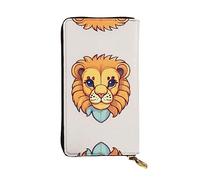 ZhRiYan Cartoon cute little lion Print Leather Long Clutch Wallet – Fashion Women's Personalized Wallet with Coin Pocket, Black, One Size, Black, One Size