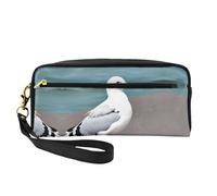 ZhRiYan Cute seagull Print Leather Small Makeup Bag – Travel Toiletry Bag for Women, Reusable Cosmetic Pouch with Zipper, Black, One Size, Black, One Size