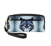 ZhRiYan Fierce wolf head Print Leather Small Makeup Bag â€“ Travel Toiletry Bag for Women, Reusable Cosmetic Pouch with Zipper, Black, One Size, Black, One Size