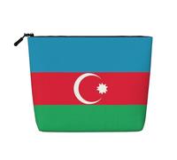 ZhRiYan Flag of Belgium Print Fake Hemp Makeup Bag – Reusable Cosmetic Organizer, Daily Storage, Business Trip Essential, Flag Of Azerbaijan, One size
