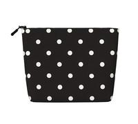 ZhRiYan Flag of Iceland Print Fake Hemp Makeup Bag - Reusable Cosmetic Organizer, Daily Storage, Business Trip Essential, Black And White Polka Dot, One Size