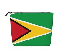ZhRiYan Flag of Iceland Print Fake Hemp Makeup Bag - Reusable Cosmetic Organizer, Daily Storage, Business Trip Essential, Flag Of Guyana, One Size