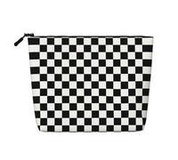 ZhRiYan Flag of Mexico Print Fake Hemp Makeup Bag - Reusable Cosmetic Organizer, Daily Storage, Business Trip Essential, Black And White Checkered, One Size