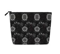 ZhRiYan Flag of Mexico Print Fake Hemp Makeup Bag - Reusable Cosmetic Organizer, Daily Storage, Business Trip Essential, Supernatural Symbols Black, One Size