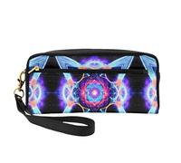 ZhRiYan Four Dimensional Space Print Leather Small Makeup Bag â€“ Travel Toiletry Bag for Women, Reusable Cosmetic Pouch with Zipper, Black, One Size, Black, One Size