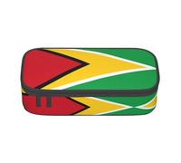ZhRiYan Gay Pride Rainbow Pattern Print Pencil Case â€“ Stationery Pouch Bag for Office, and Travel â€“ Spacious Compartments, Zipper Closure, Flag of Guyana, One Size, Print