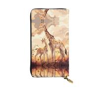 ZhRiYan Giraffe mother and child Print Leather Long Clutch Wallet – Fashion Women's Personalized Wallet with Coin Pocket, Black, One Size, Black, One Size
