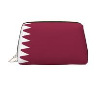 ZhRiYan Gold Leather Makeup Bag – Travel Cosmetic Qatar flag Print Bags with Zipper, Portable Toiletry Organizer for Daily Use, Gold, One Size
