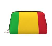 ZhRiYan Gold Leather Makeup Bag - Travel Cosmetic Flag of Mali Print Bags with Zipper, Portable Toiletry Organizer for Daily Use, Gold, One size