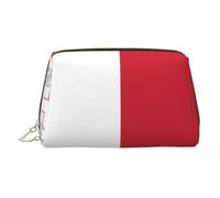ZhRiYan Gold Leather Makeup Bag - Travel Cosmetic Flag of Malta Print Bags with Zipper, Portable Toiletry Organizer for Daily Use, Gold, One Size