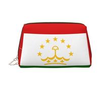 ZhRiYan Gold Leather Makeup Bag - Travel Cosmetic Flag of Tajikistan Print Bags with Zipper, Portable Toiletry Organizer for Daily Use, Gold, One size