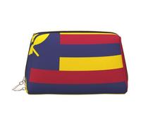 ZhRiYan Gold Leather Makeup Bag - Travel Cosmetic Flag of the Kingdom of Hawaii Print Bags with Zipper, Portable Toiletry Organizer for Daily Use, Gold, One Size