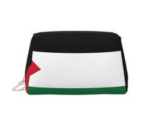 ZhRiYan Gold Leather Makeup Bag - Travel Cosmetic Flag of the State of Palestine Print Bags with Zipper, Portable Toiletry Organizer for Daily Use, Gold, One Size