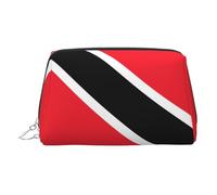 ZhRiYan Gold Leather Makeup Bag - Travel Cosmetic Flag of Trinidad and Tobago Print Bags with Zipper, Portable Toiletry Organizer for Daily Use, Silver, One Size