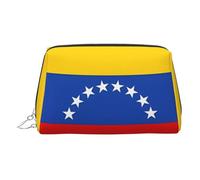 ZhRiYan Gold Leather Makeup Bag - Travel Cosmetic Flag of Venezuela Print Bags with Zipper, Portable Toiletry Organizer for Daily Use, Silver, One Size