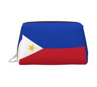 ZhRiYan Gold Leather Makeup Bag - Travel Cosmetic Philippine flag Print Bags with Zipper, Portable Toiletry Organizer for Daily Use, Gold, One size