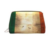 ZhRiYan Gold Leather Makeup Bag - Travel Cosmetic Retro Irish flag Print Bags with Zipper, Portable Toiletry Organizer for Daily Use, Gold, One Size