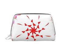 ZhRiYan Gold Leather Makeup Bag - Travel Cosmetic The budding and turning flower Print Bags with Zipper, Portable Toiletry Organizer for Daily Use, Silver, One size