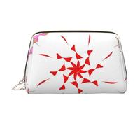 ZhRiYan Gold Leather Makeup Bag - Travel Cosmetic The budding and turning flower Print Bags with Zipper, Portable Toiletry Organizer for Daily Use, Gold, One size