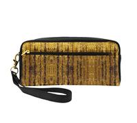 ZhRiYan Gold Sequin Sparkle Print Leather Small Makeup Bag – Travel Toiletry Bag for Women, Reusable Cosmetic Pouch with Zipper, Black, One Size, Black, One Size