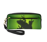 ZhRiYan Green Frog Shadow Print Leather Small Makeup Bag â€“ Travel Toiletry Bag for Women, Reusable Cosmetic Pouch with Zipper, Black, One Size, Black, One Size